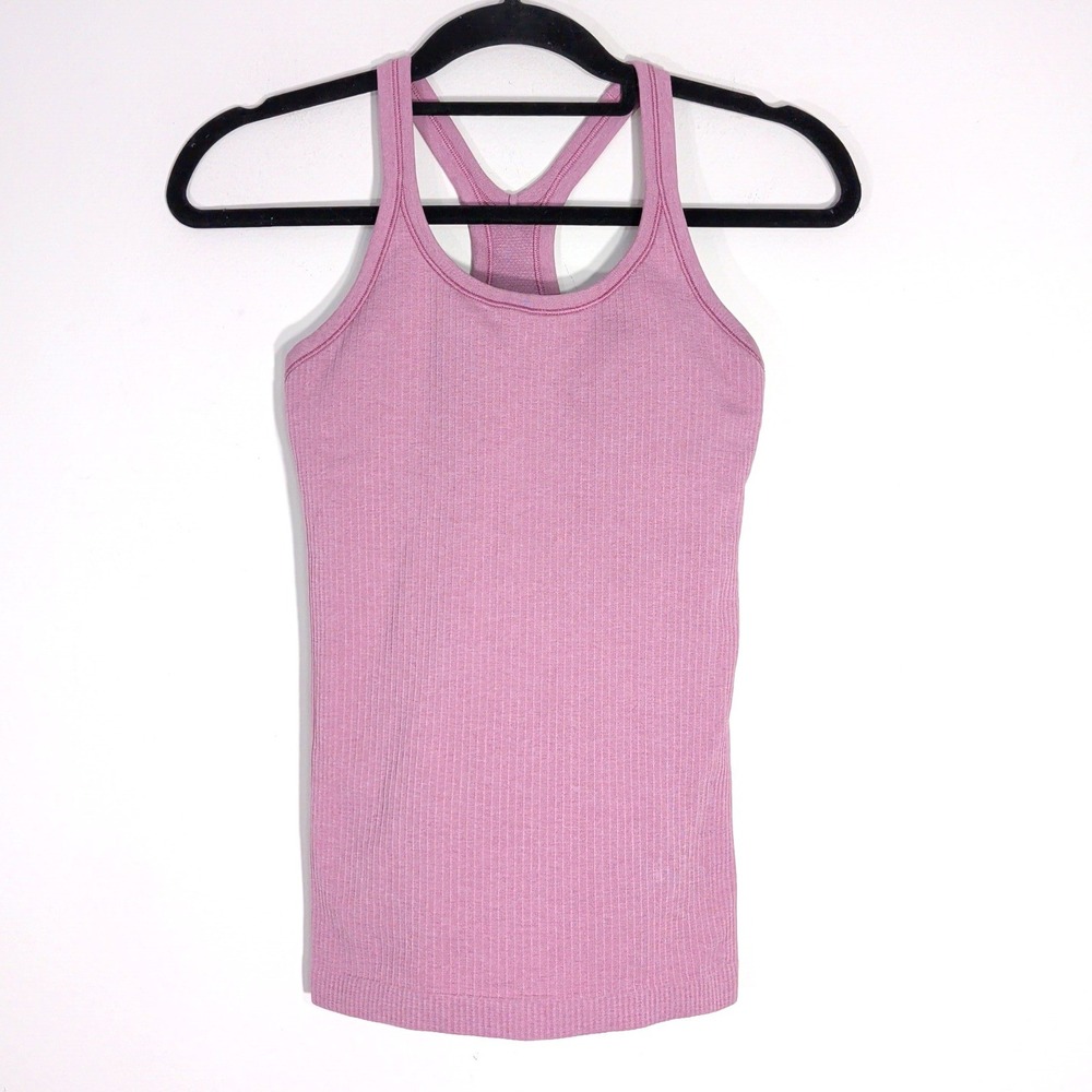 Lululemon Pink Ebb To Street Tank; Ribbed Racerback Shelf Bra